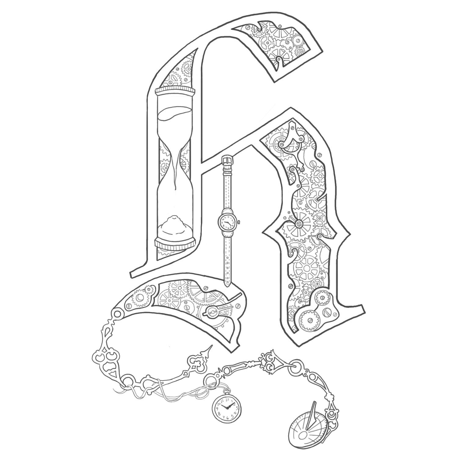 In Illuminated Letters Coloring Pages 1500x1500 In Illuminated Letters Coloring Pages