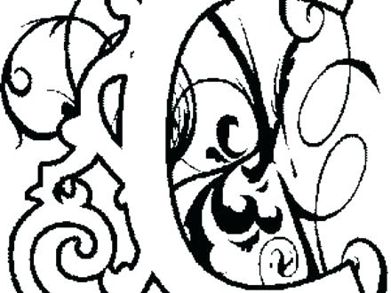 Coloring Pages For Kids Christmas Illuminated Letters Alphabet 440x330 Coloring Pages For Kids Christmas Illuminated Letters Alphabet