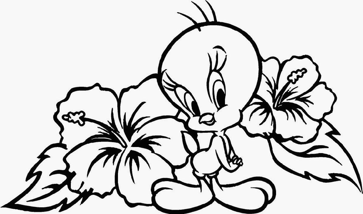 Tweety Bird Coloring Pages Flowers 1194x703 Tweety Bird Coloring Pages Flowers