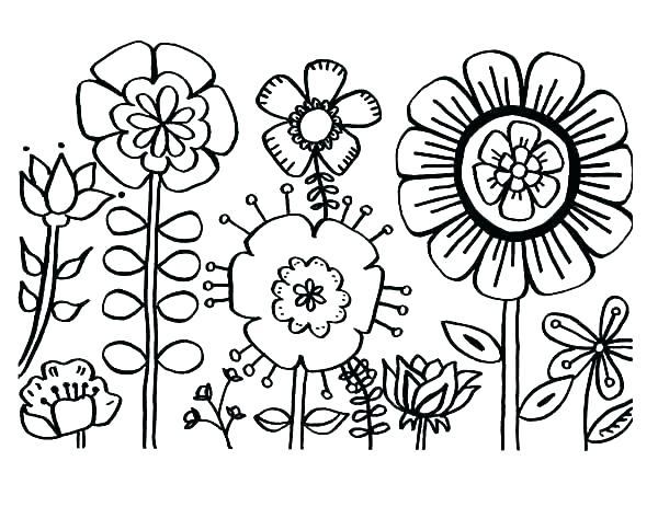 Easy Flower Coloring Pages Flower Coloring Pages S Easy Flower 600x463 Easy Flower Coloring Pages Flower Coloring Pages S Easy Flower