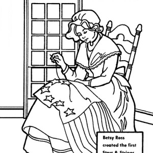 300x300 Betsy Ross Making Usa Flag For Independence Day Event Coloring