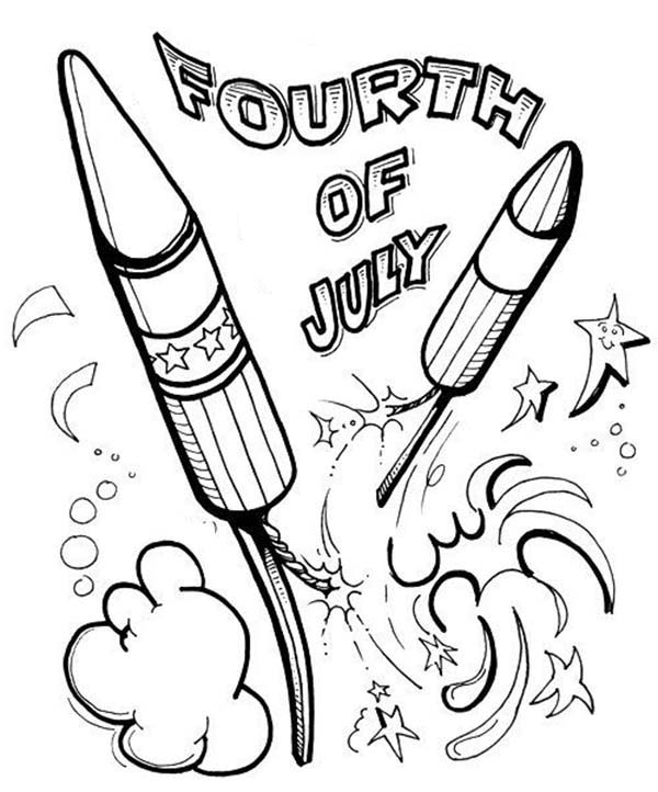 600x722 Celebration Fireworks On Independence Day Coloring Page