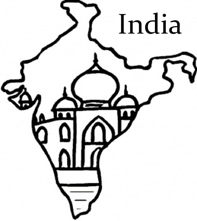 684x770 India Flag And Map Colouring Pages
