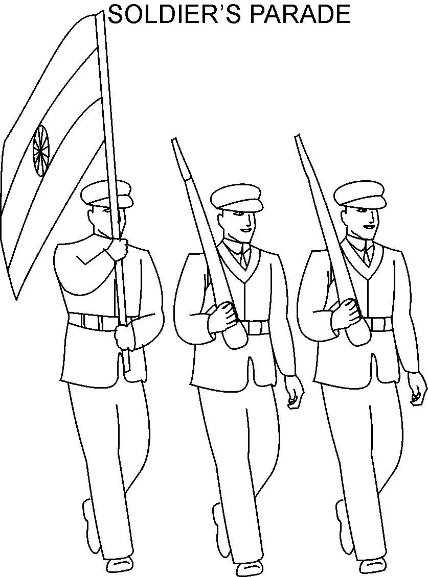 837x1130 Republic Day Soldier Parade Coloring Page