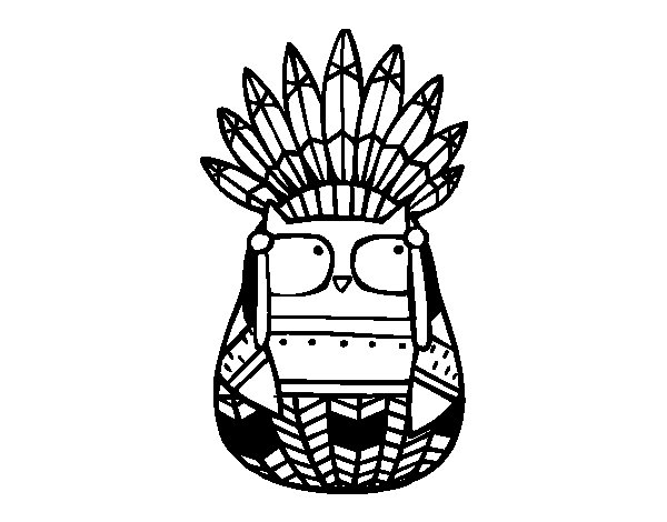 Owl Indian Chief Coloring Page 600x470 Owl Indian Chief Coloring Page
