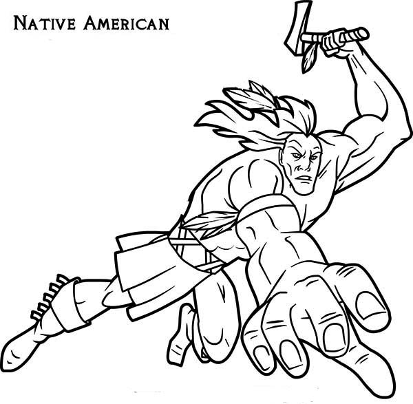 Native American Attacking With Tomahawk On Native American Day 600x587 Native American Attacking With Tomahawk On Native American Day