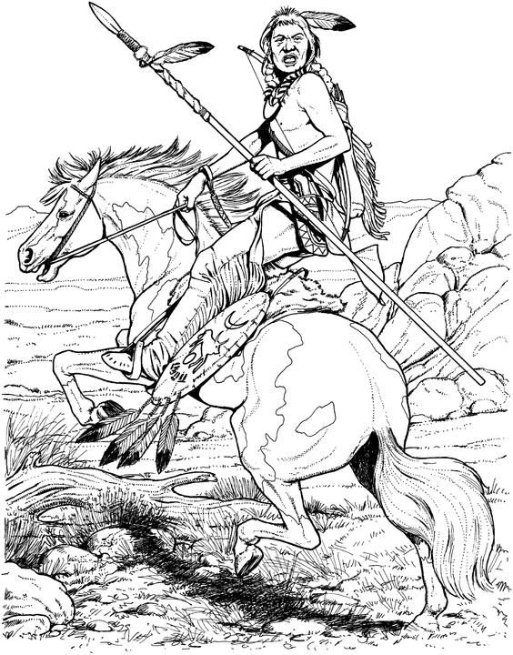 564x720 Native American Designs Coloring Pages Native American On Horse