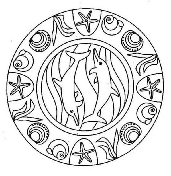 Sea Animal Mandala Dolphin Coloring Pages Batch Coloring 600x618 Sea Animal Mandala Dolphin Coloring Pages Batch Coloring