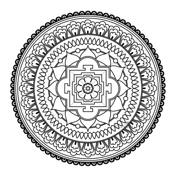 Five Mandala Colouring Pages Printable Digital Sheets 570x570 Five Mandala Colouring Pages Printable Digital Sheets