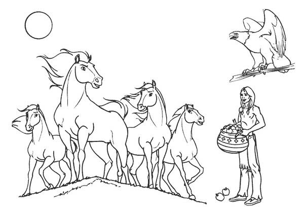 Indian Horses Coloring Page 600x424 Indian Horses Coloring Page