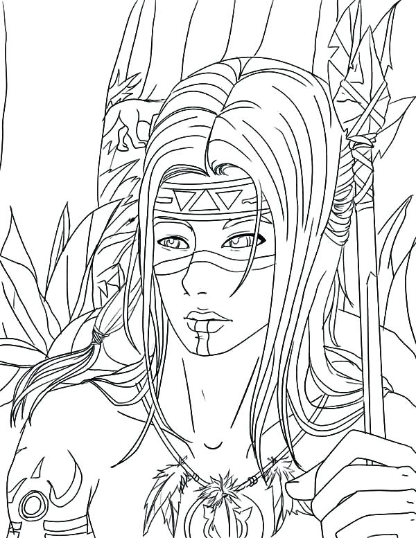 Indian Coloring Page Native Coloring Pages Native Warrior Coloring 600x777 Indian Coloring Page Native Coloring Pages Native Warrior Coloring