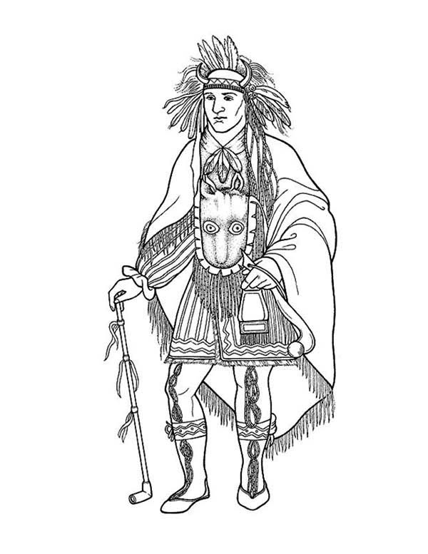 Awesome Native American Chief On Native American Day Coloring Page 600x777 Awesome Native American Chief On Native American Day Coloring Page