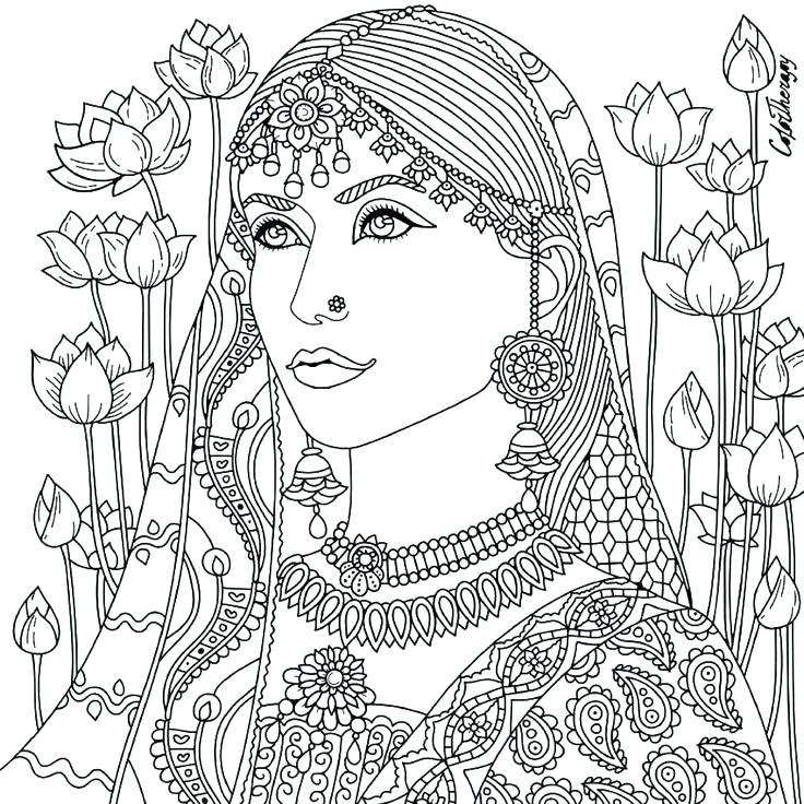 Indian Color Pages Coloring Pages Free Woman Adult Indian Coloring 736x736 Indian Color Pages Coloring Pages Free Woman Adult Indian Coloring