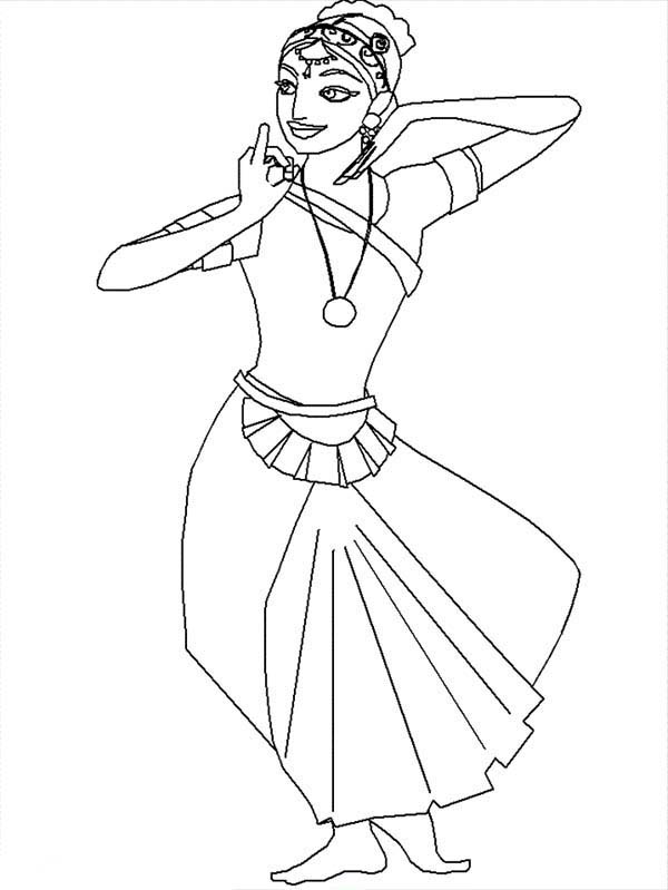 Indian Dancer Beautiful Ladies Coloring Page Coloring Sun 600x799 Indian Dancer Beautiful Ladies Coloring Page Coloring Sun