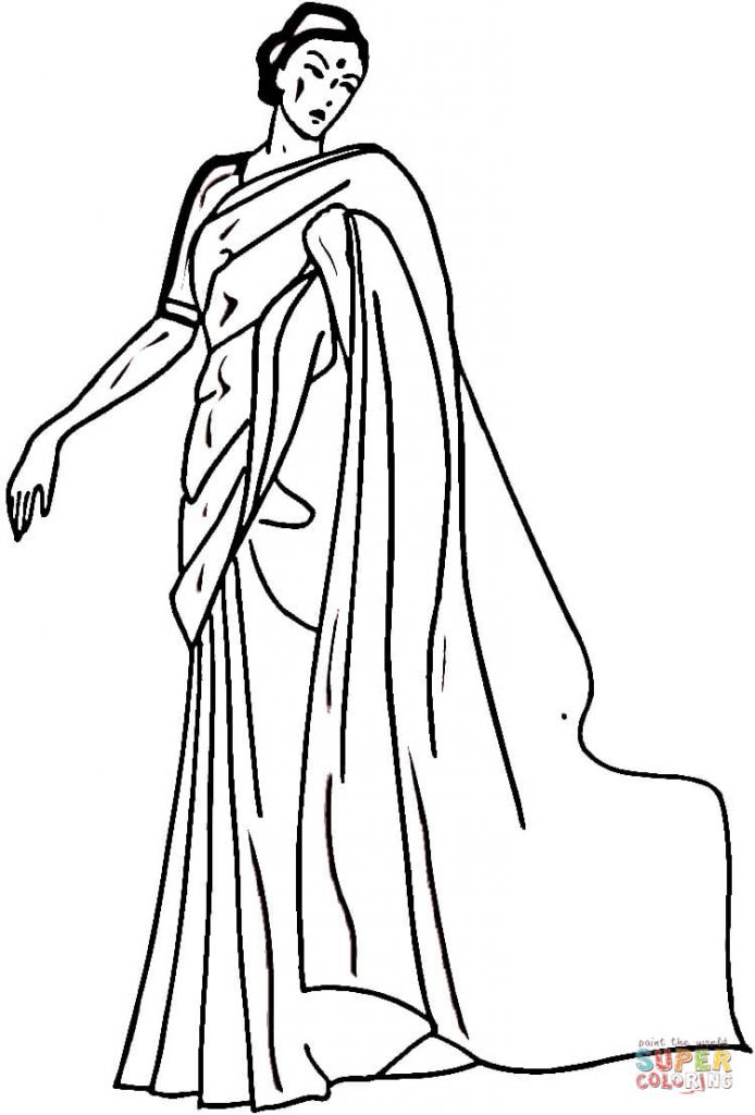 Indian Woman Image Coloring Page 694x1024 Indian Woman Image Coloring Page
