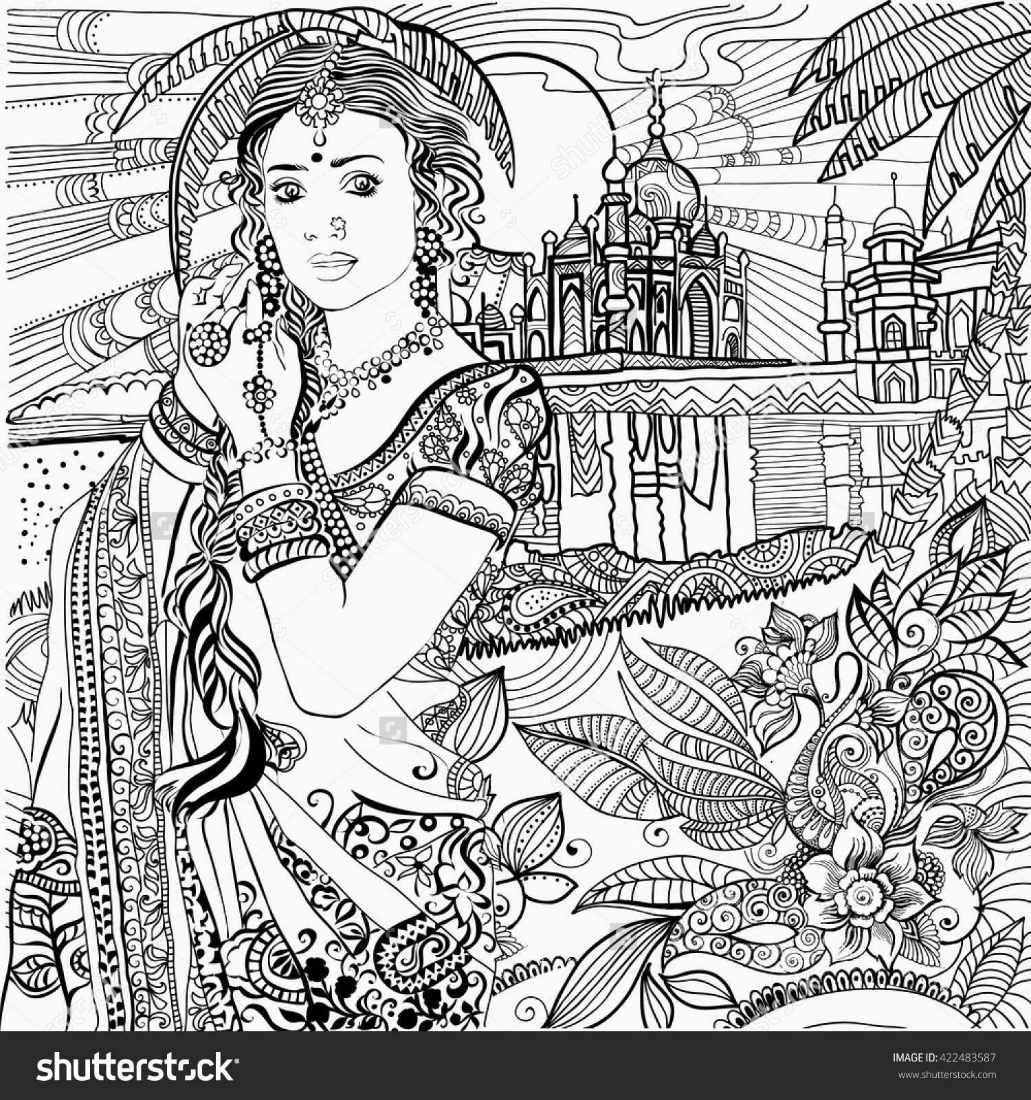 Indian Woman Coloring Page Adult Coloring Pages 1500x1600 Indian Woman Coloring Page Adult Coloring Pages