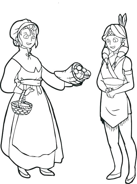 Pilgrim And Indian Coloring Pages Thanksgiving 520x700 Pilgrim And Indian Coloring Pages Thanksgiving