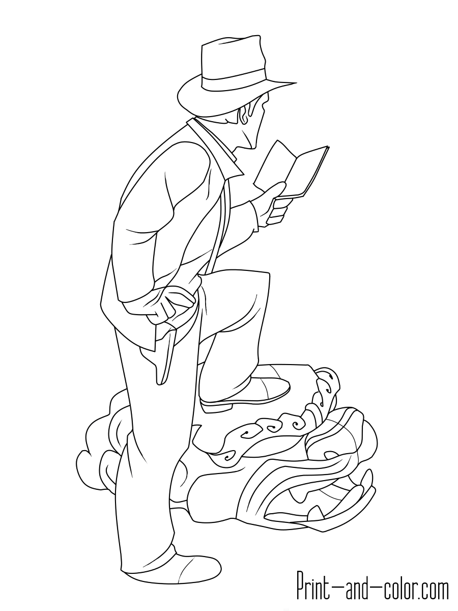 Indiana Jones Coloring Pages Print 900x1200 Indiana Jones Coloring Pages Print