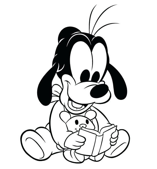 612x660 Bebe Goofy Para Colorear Baby Coloring Pages Goofy Reading A Book