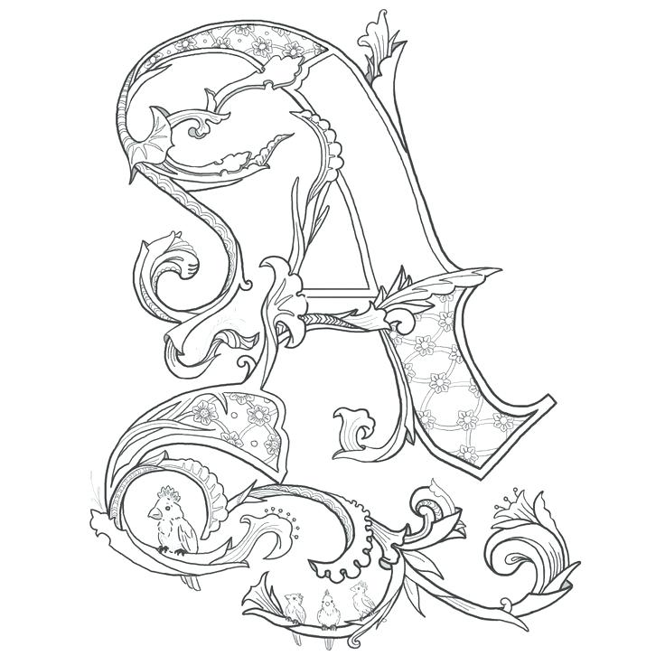 736x736 Idea Illuminated Letters Coloring Pages Or Free Initials Initial