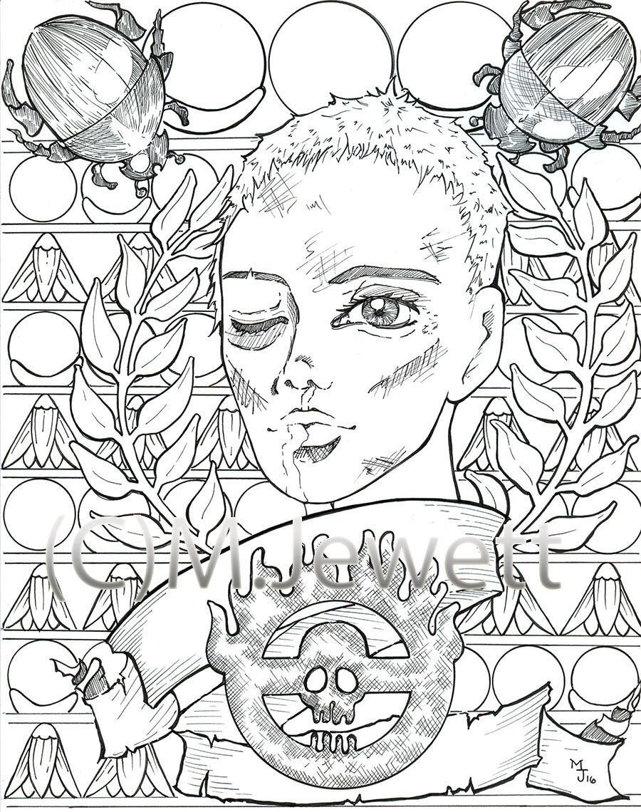 900x1140 Mad Max Fury Road, Furiosa Adult Coloring Page. Megan Jewett 2016