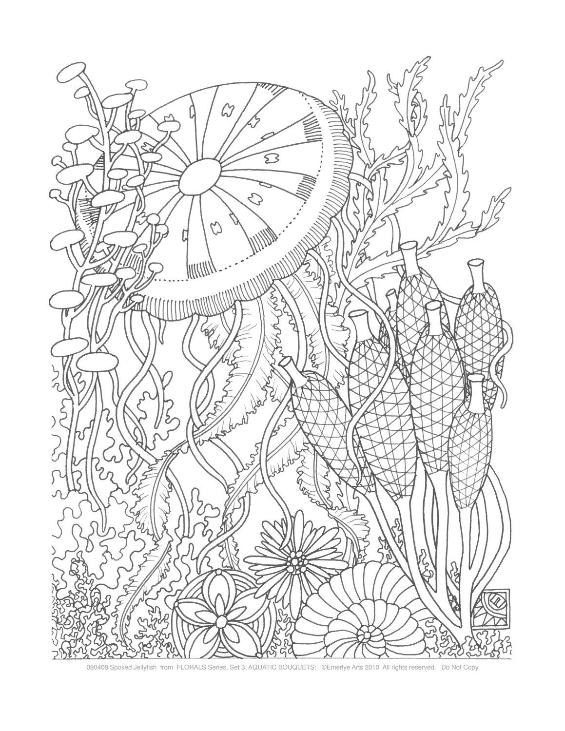 1159x1500 Adult Coloring Pages Aquatic Bouquets Set Of 8 By Emerlyearts