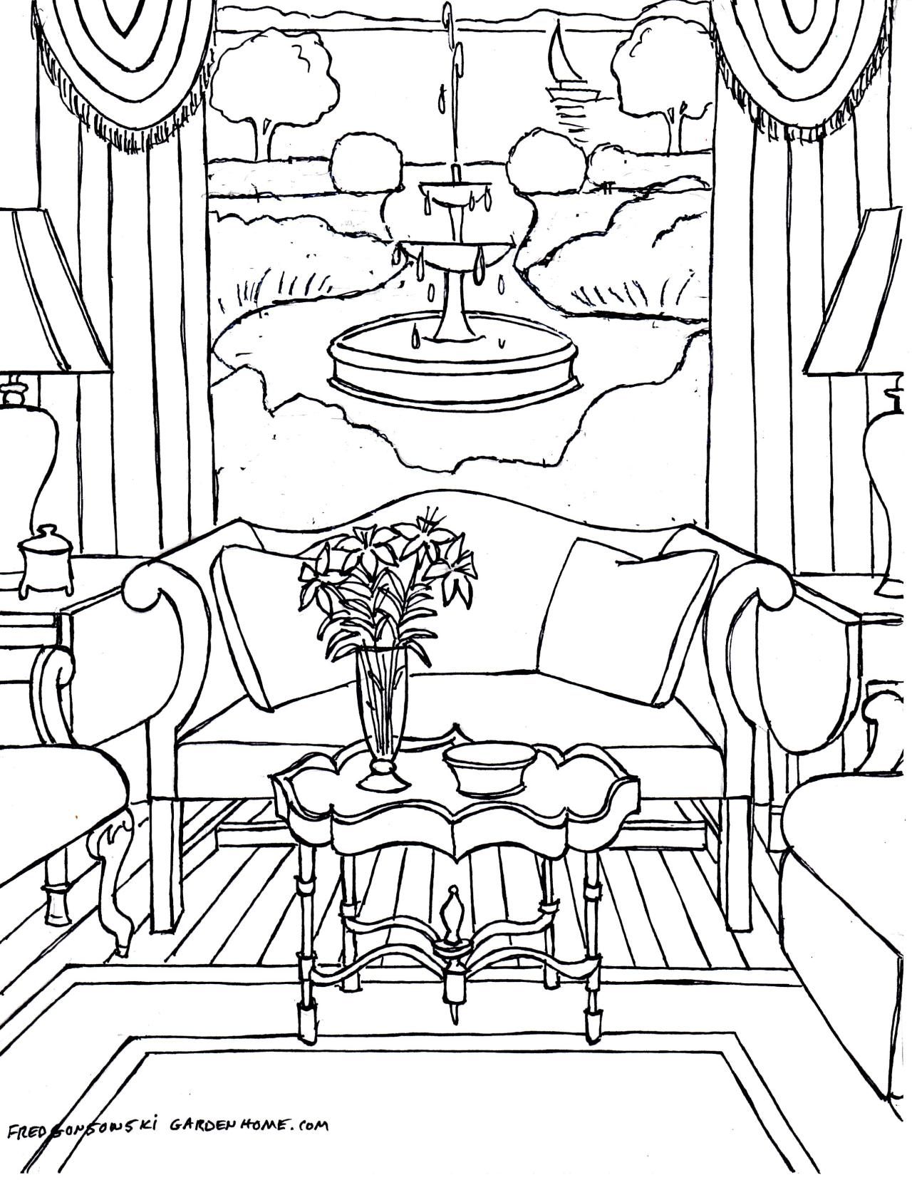 Fred Gonsowski's Home Interiors Coloring Pages For Adults 1280x1656 Fred Gonsowski's Home Interiors Coloring Pages For Adults