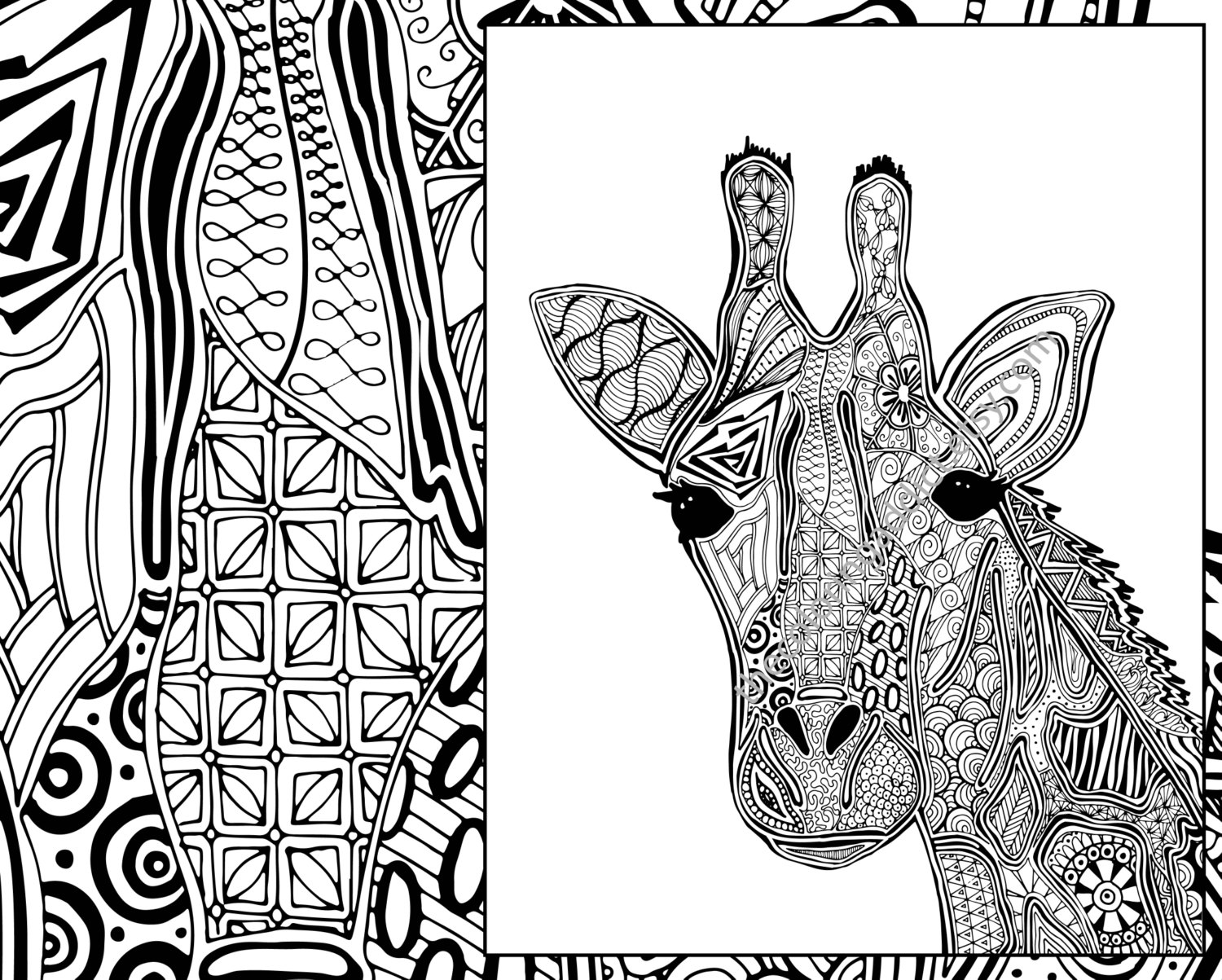 Giraffe Coloring Page Animal Coloring Page Adult Coloring 1500x1203 Giraffe Coloring Page Animal Coloring Page Adult Coloring