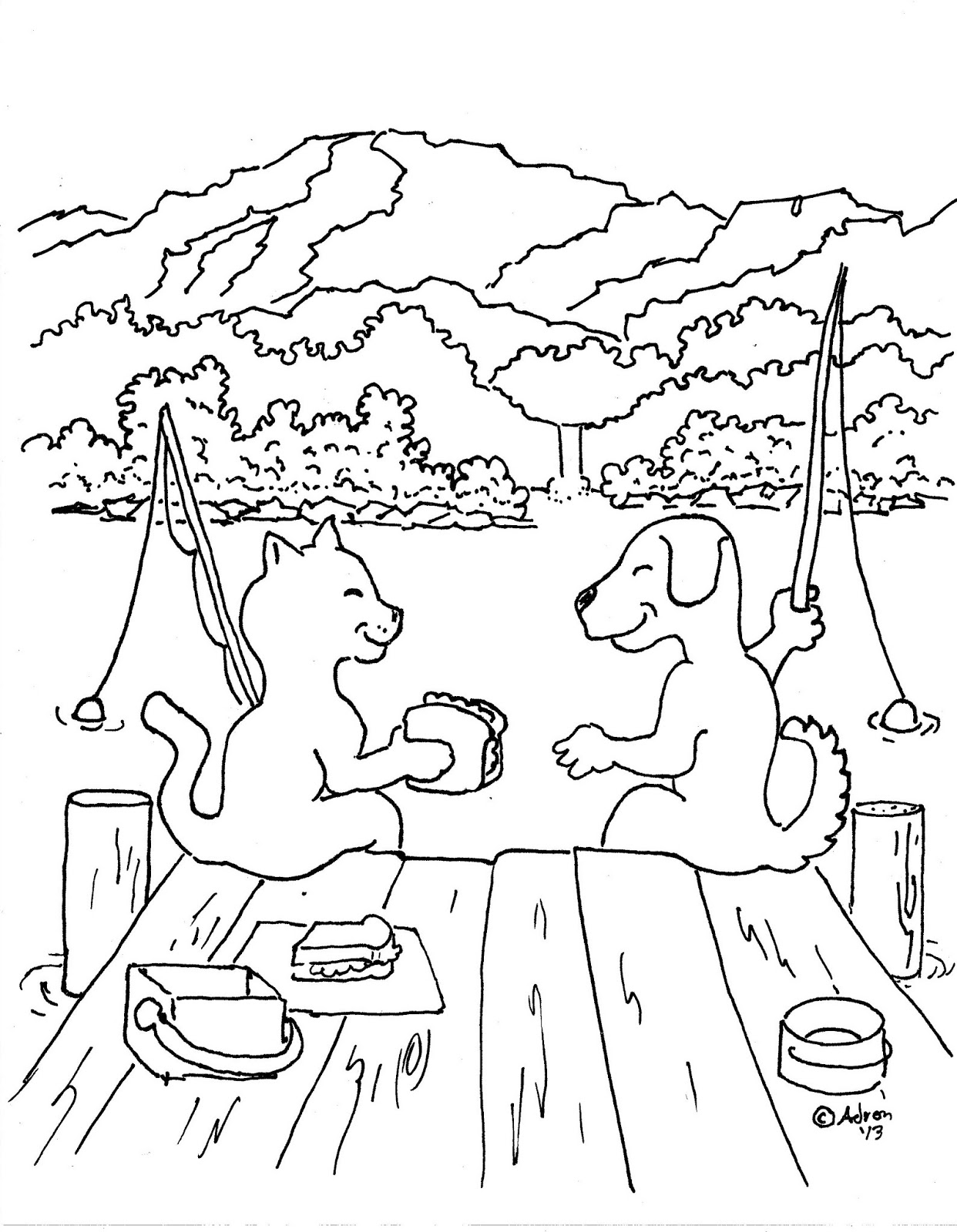 1242x1600 Cat Dog Coloring Pages For Kids Birthday Party In Cats And Dogs