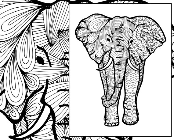 Elephant Coloring Sheet Animal Coloring Pdf Zentangle Adult 570x457 Elephant Coloring Sheet Animal Coloring Pdf Zentangle Adult