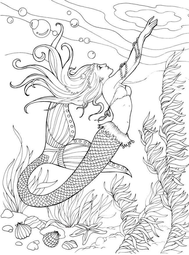 650x877 Intricate Mermaid Coloring Pages Unique Realistic Mermaid Coloring
