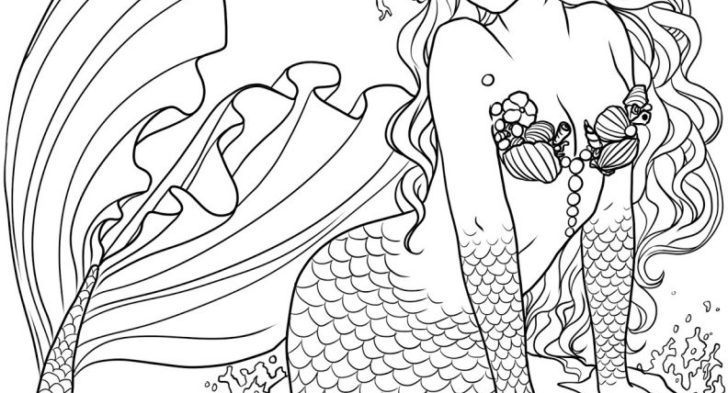 728x393 Realistic Nature Coloring Pages Intricate Realistic Mermaid