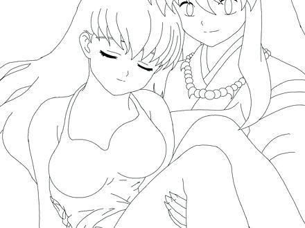 440x330 Inuyasha Coloring Pages Coloring Pages Inuyasha And Kagome