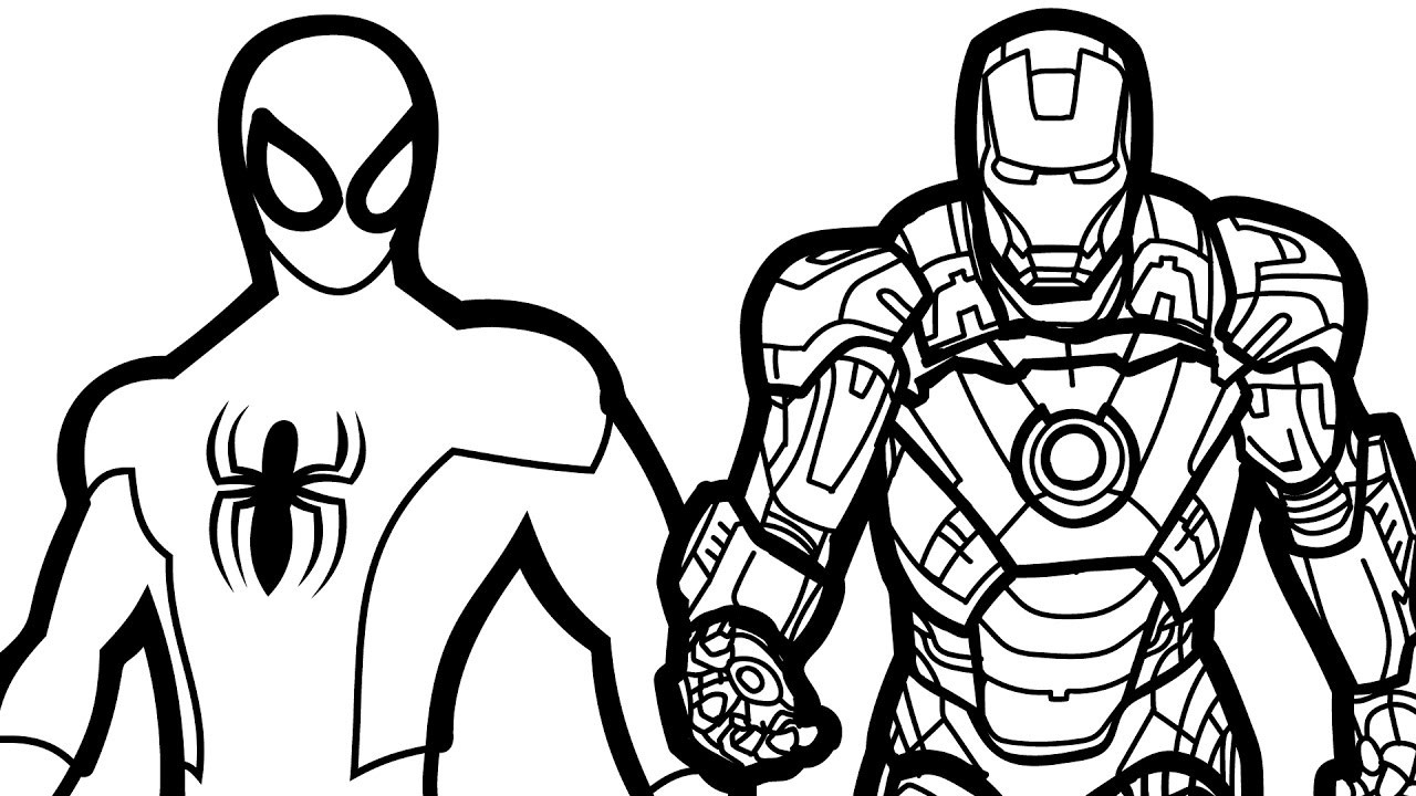 1280x720 Spiderman And Ironman Free Coloring Page Adults Iron Man Movies