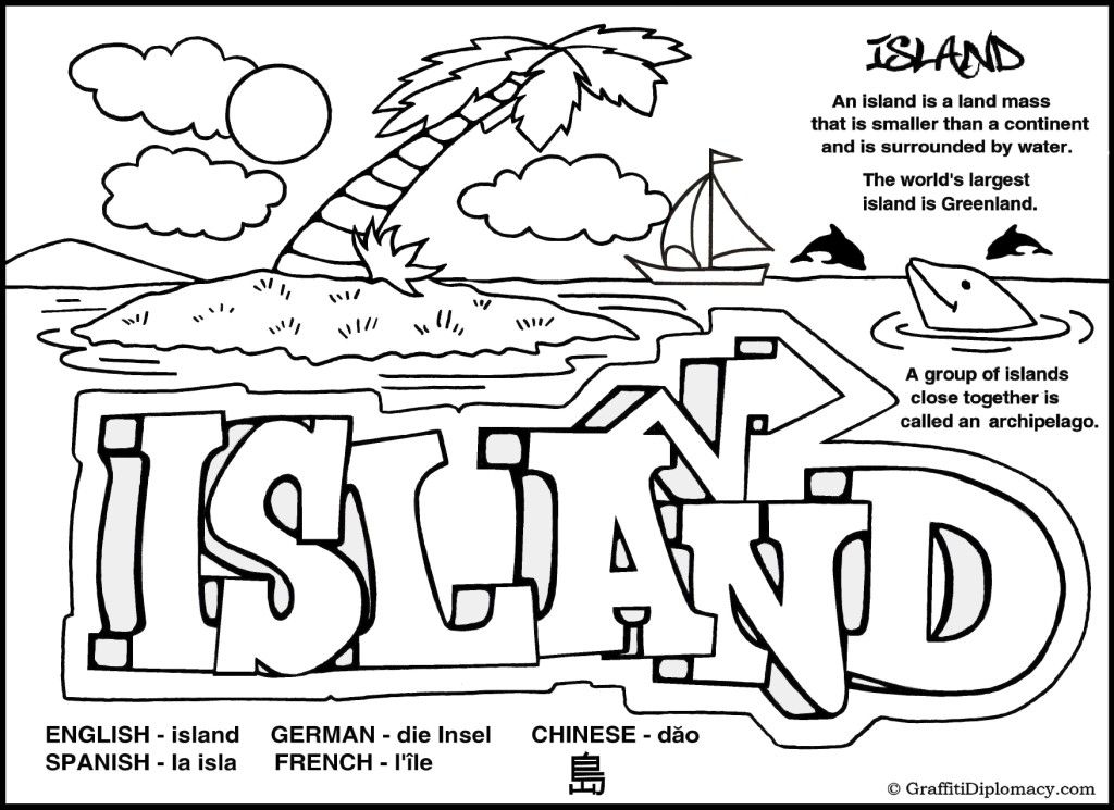 1024x745 Island Coloring Page