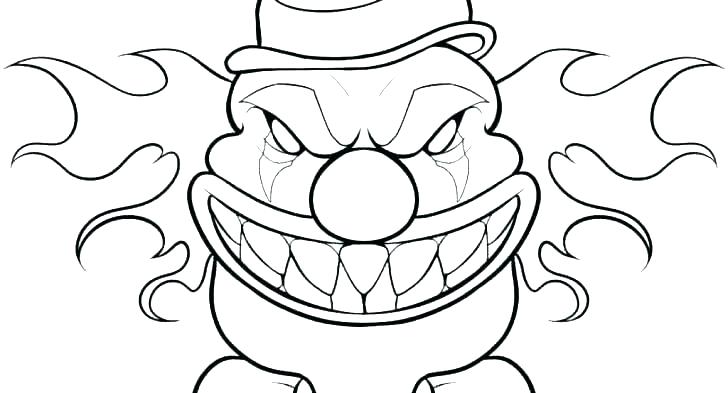 728x393 Clown Color Pages Clown Face Coloring Pages Scary Clown Color