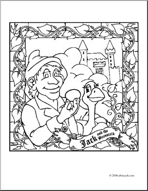 Clip Art Jack And The Beanstalk (Coloring Page) I 304x392 Clip Art Jack And The Beanstalk (Coloring Page) I