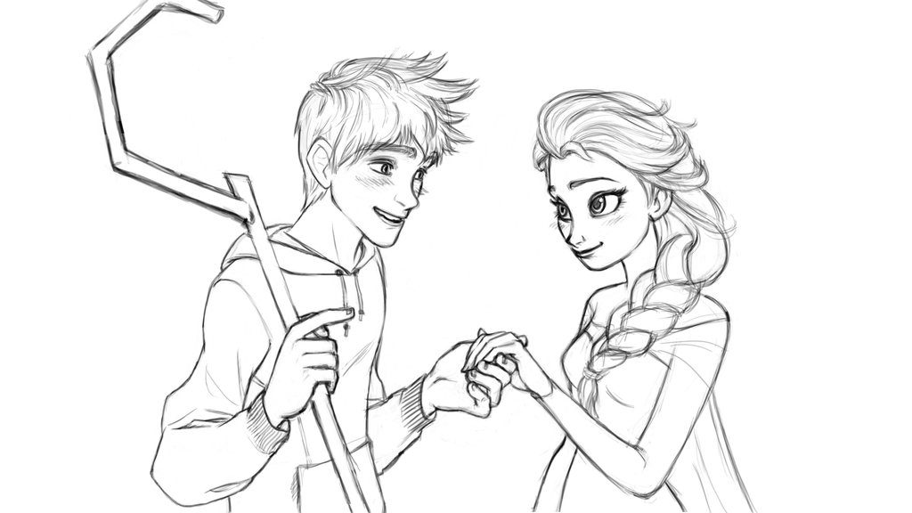 1024x576 Elsa And Jack Frost Coloring Pages Jack Frost And Elsa Coloring