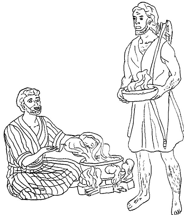 600x702 Esau Want A Bowl Of Stew In Jacob And Esau Coloring Page