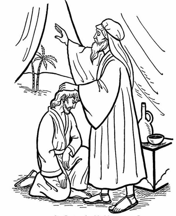 600x734 Isaac Give His Blessing To Jacob In Jacob And Esau Coloring Page