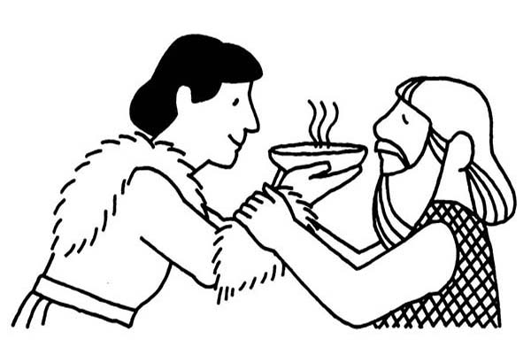 Jacob Offered Esau A Bowl Of Stew In Jacob And Esau Coloring Page 600x400 Jacob Offered Esau A Bowl Of Stew In Jacob And Esau Coloring Page