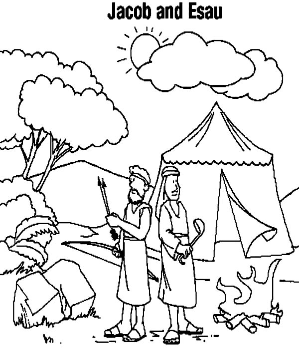 Jacob And Esau Camping Coloring Page 600x703 Jacob And Esau Camping Coloring Page