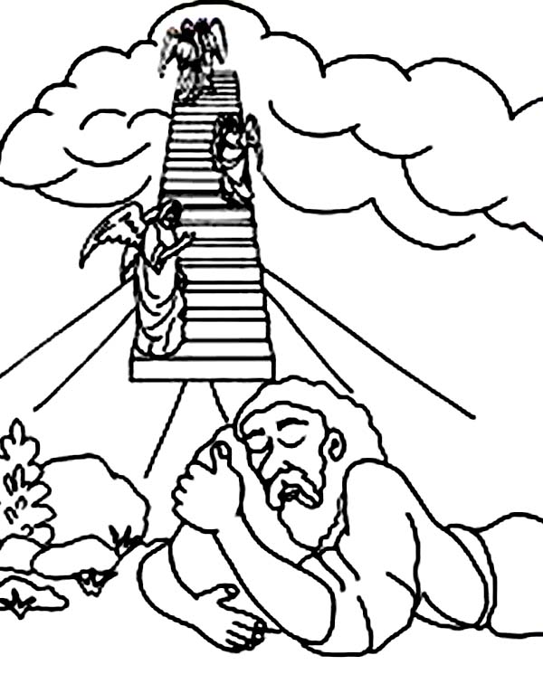 Jacobs Ladder And Three Angels In Jacob And Esau Coloring Page 600x756 Jacobs Ladder And Three Angels In Jacob And Esau Coloring Page