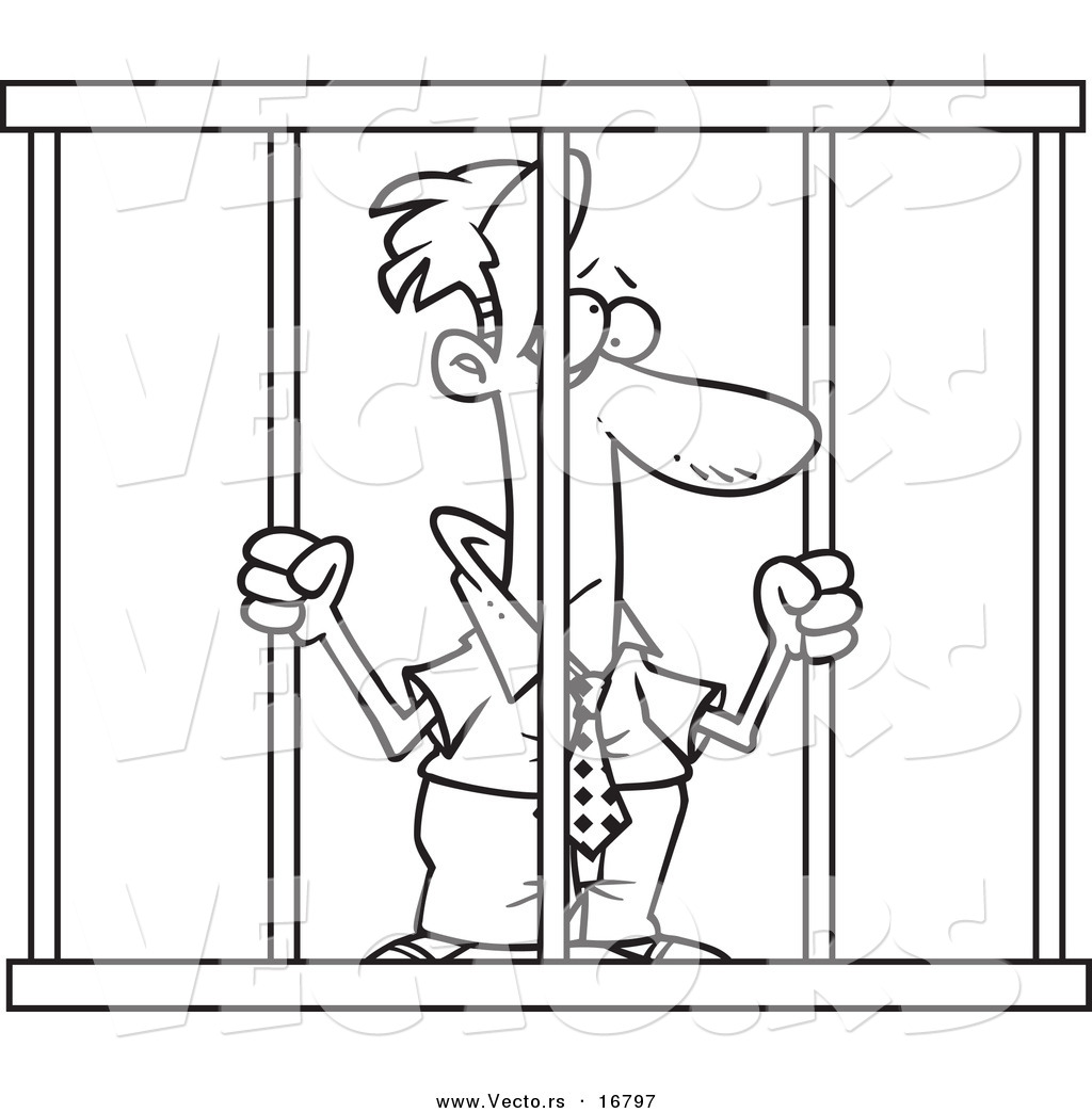 Vector Of A Cartoon Businessman Behind Bars 1024x1044 Vector Of A Cartoon Businessman Behind Bars