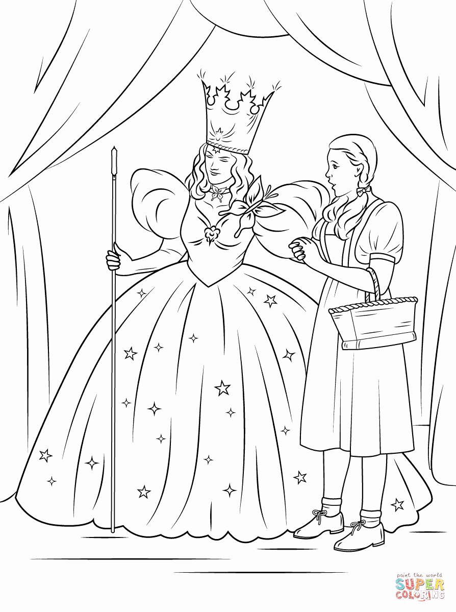 894x1199 Dorothy With Glinda The Good Witch Of The North Coloring Page