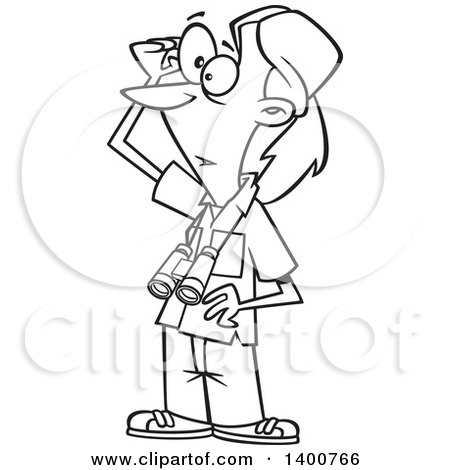 450x470 Clipart Of A Cartoon Black And White Woman, Jane Goodall, Standing