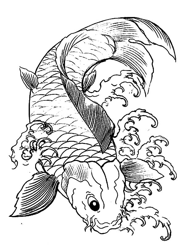 Japanese Koi Fish Coloring Pages 600x806 Japanese Koi Fish Coloring Pages