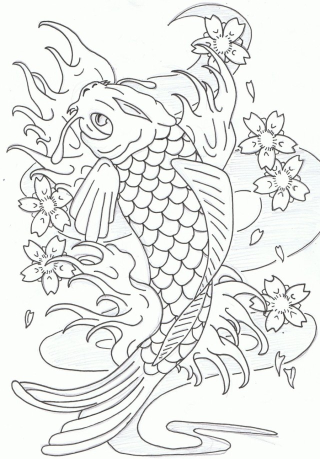 Koi Fish Coloring Pages 640x918 Koi Fish Coloring Pages