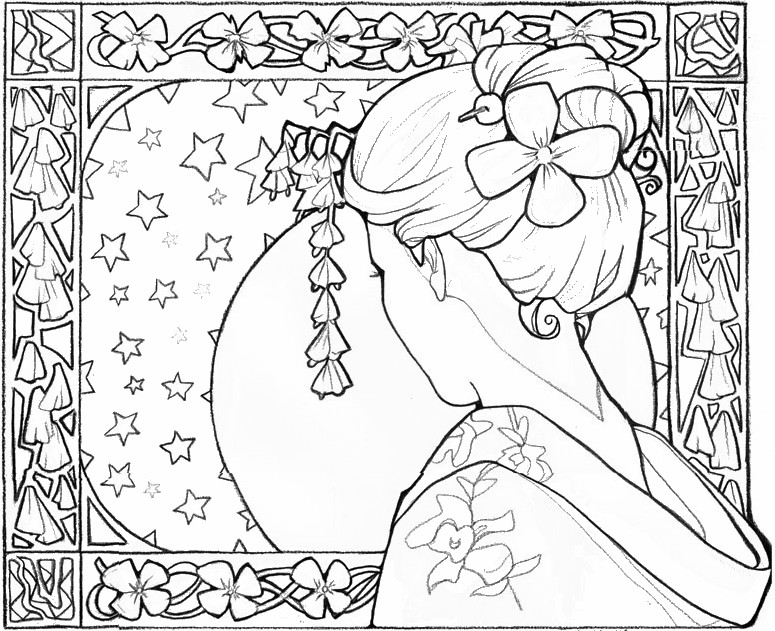775x631 Adult Coloring Page Japan Japan Geisha Girl 14