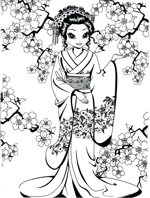 Japanese Geisha Coloring Pages at GetColorings.com | Free printable ...